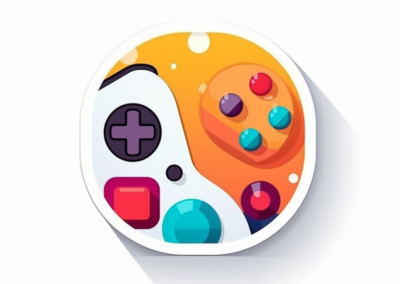 Sticker inspiré d'une manette de jeux, création Midjourney pour e-commerçants